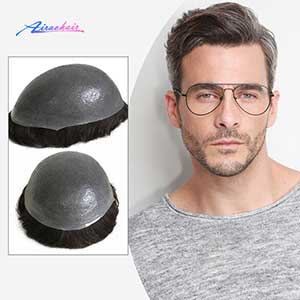 Stock Quick Delivery Full Thin Skin PU V Loop Human Hair Men Toupee with Many Colors for Your Choose